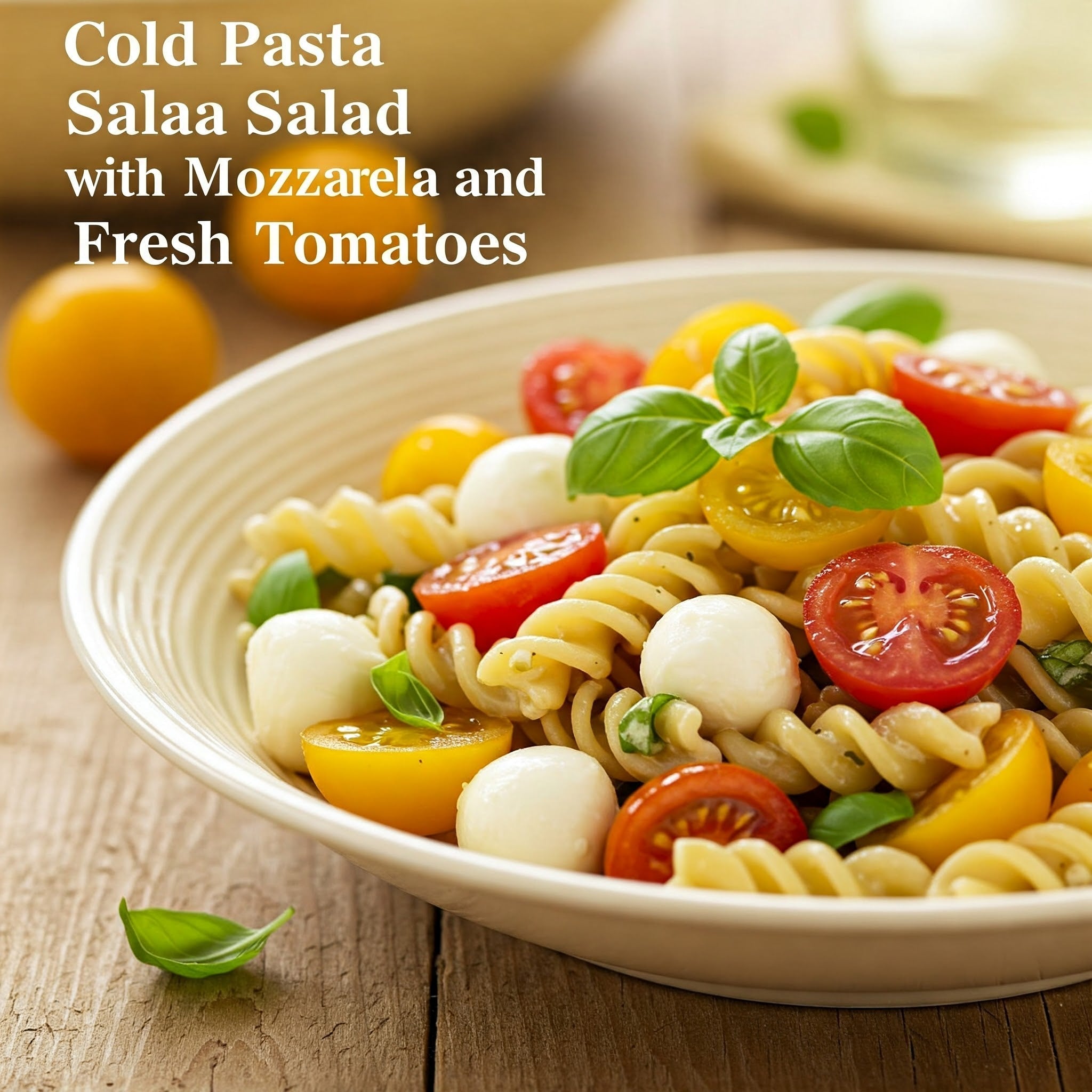 Cold Pasta Salad with Mozzarella and Fresh Cherry Tomatoes
