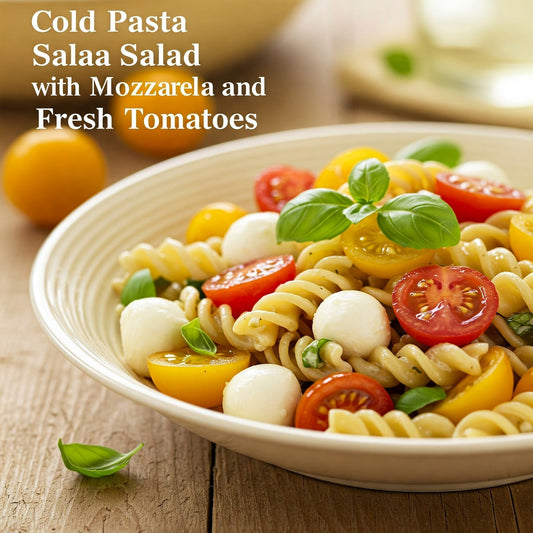 Cold Pasta Salad with Mozzarella and Fresh Cherry Tomatoes