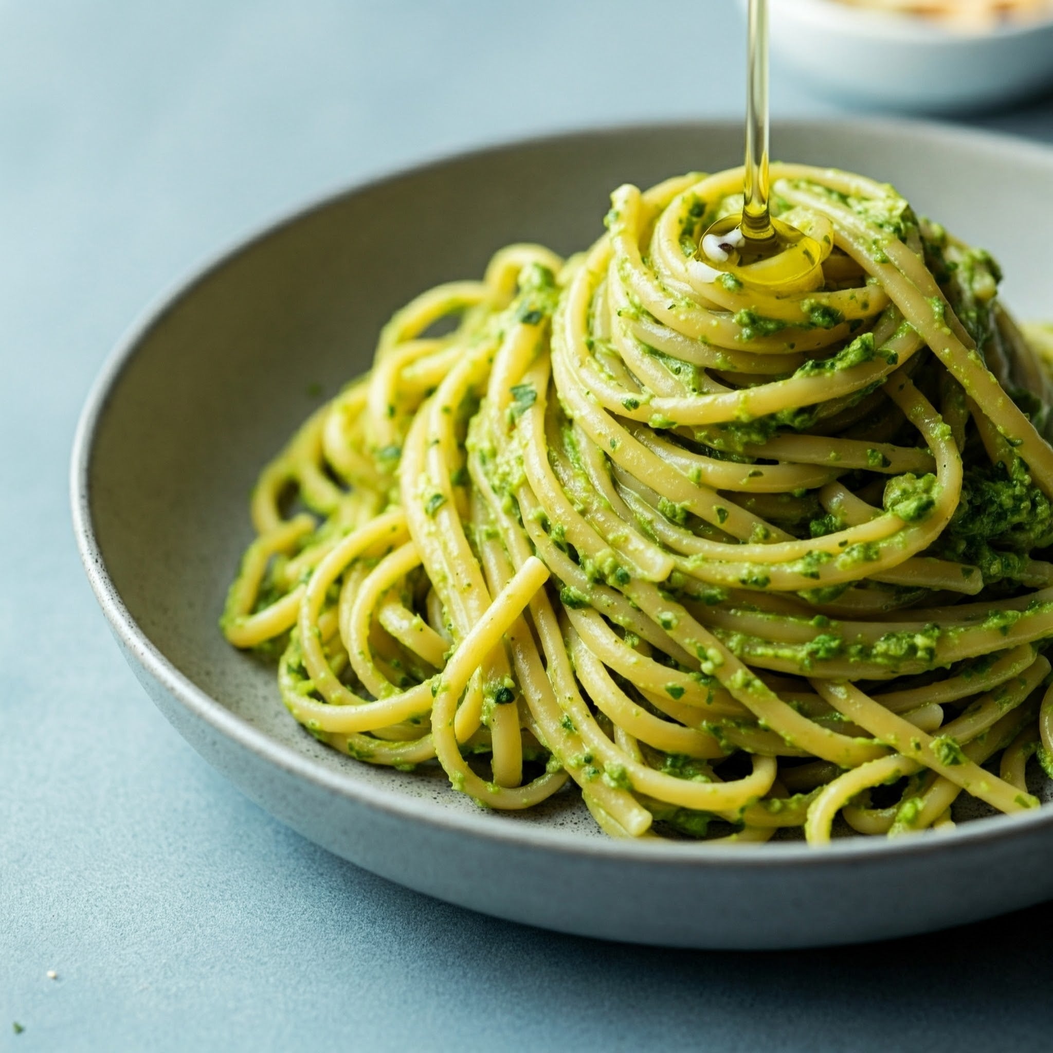 Linguine with Arugula and Almond Pesto